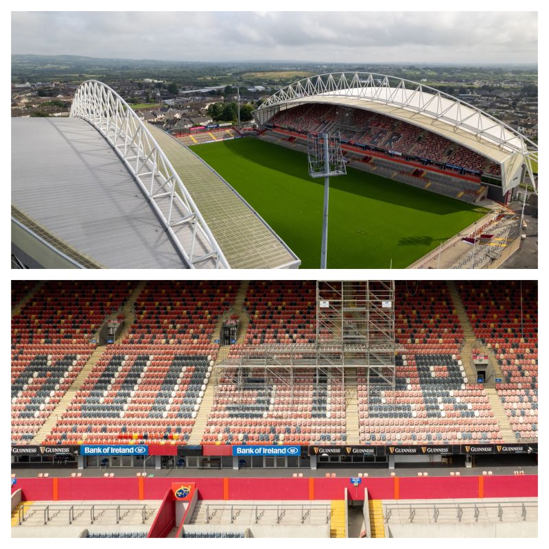 Innovative rolling scaffold at iconic Thomand Park
